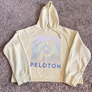 Peloton Cropped Hoodie Sweatshirt Size M Pastel Yellow Green Athleisure